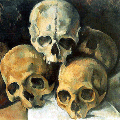reproductie Pyramid of skulls van Paul Cezanne